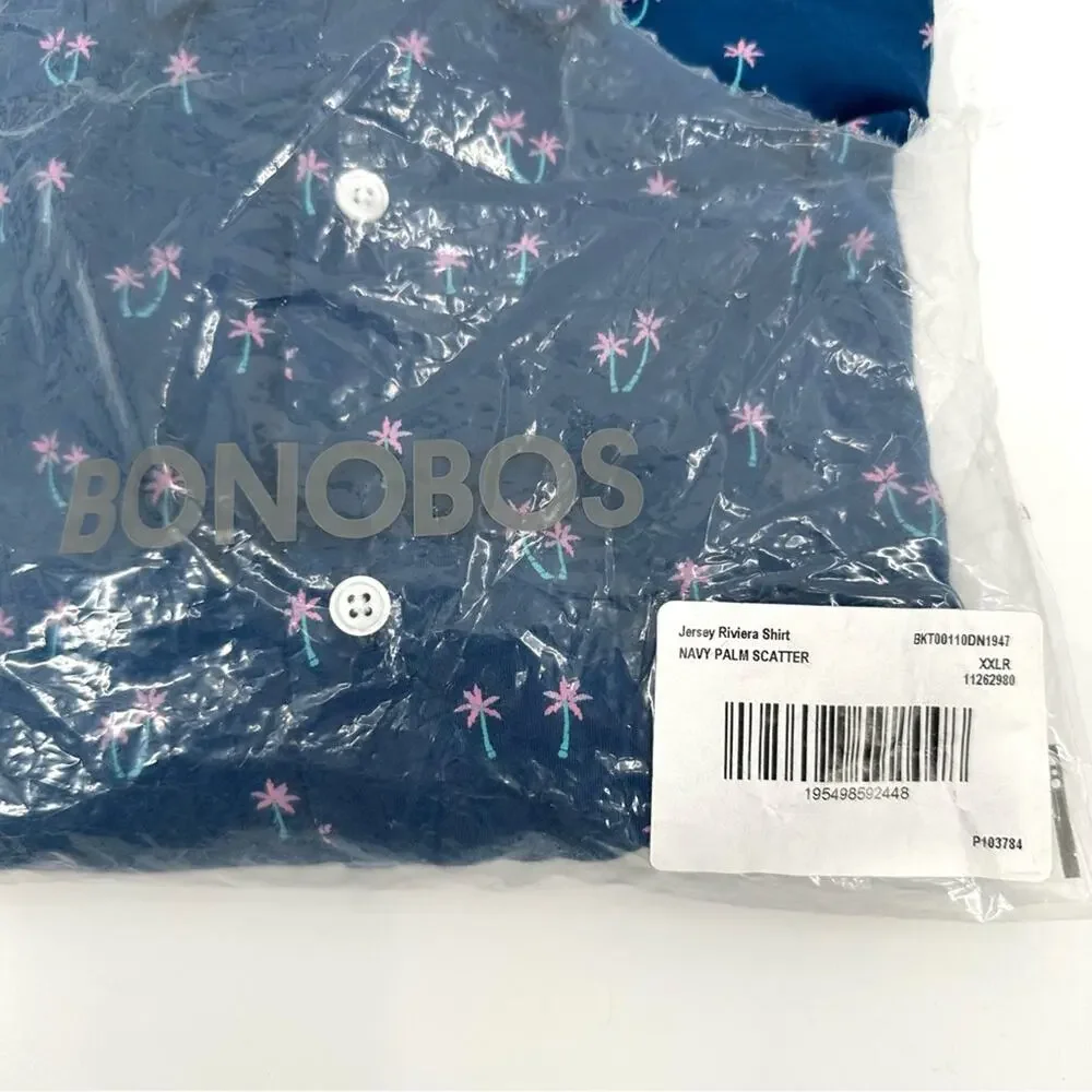 Bonobos Riviera Palm Print Button Down Shirt in blue Size XXL